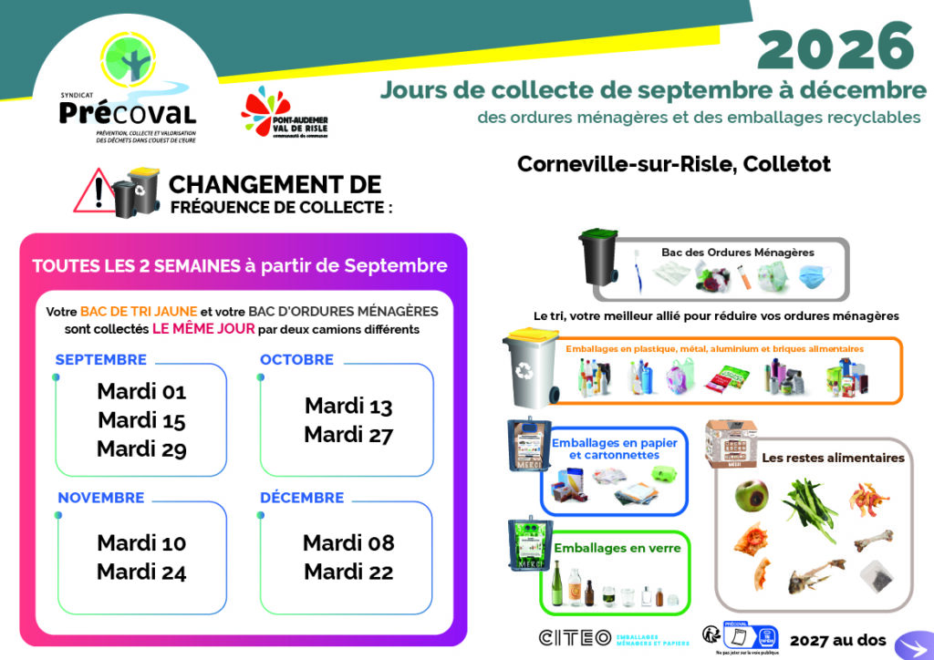 4 - Corneville - Colletot jours de collecte à partir de septembre jusqu'en décembre 2026